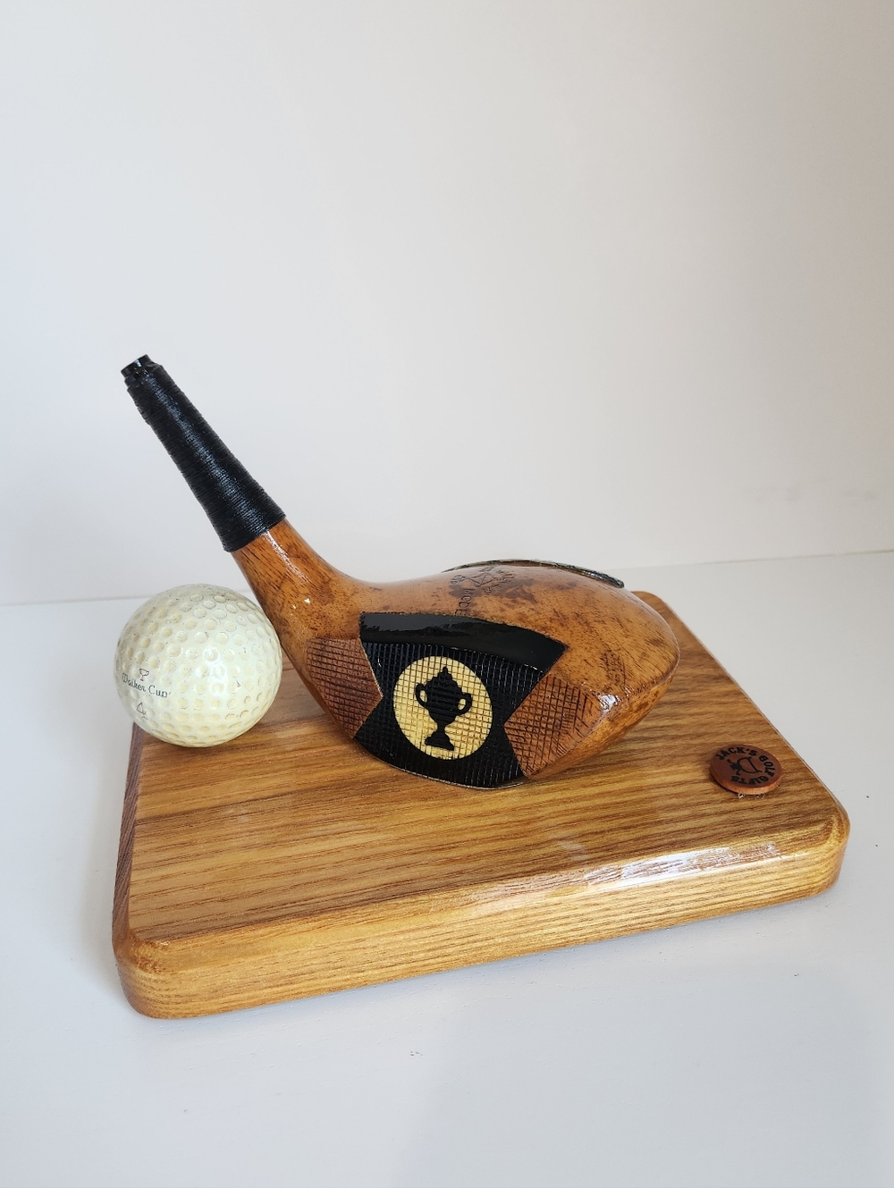 RARE Vintage Wilson Walker Cup Fancy Face Left-Handed Wood Driver & Ball Display